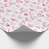 Waterverf Roze harten Valentijnsdag Cadeaupapier (Hoek)