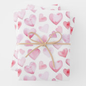 Waterverf Roze harten Valentijnsdag Inpakpapier Vel (In situ)