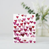 Waterverf roze harten Valentijnsdag Kaart (Staand voorkant)