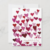 Waterverf roze harten Valentijnsdag Kaart (Voorkant)