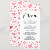 Waterverf Roze Harten Valentijnsdag Menu Kaart (Voorkant / Achterkant)