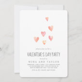 Waterverf Roze Harten Valentijnsdag Partij Kaart (Voorkant)