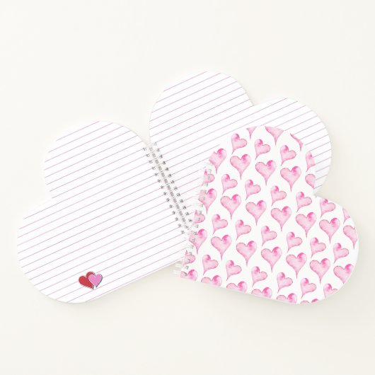 Waterverf Roze harten Valentijnse cadeaus Notitieboek (Binnen)