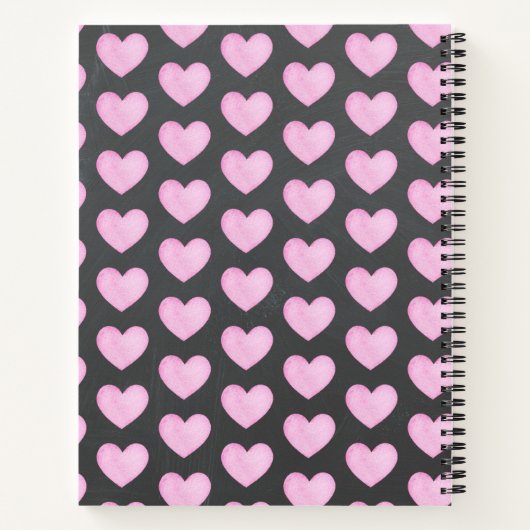 Waterverf roze hartenhandboek - Aangepast zakboek Notitieboek (Achterkant)