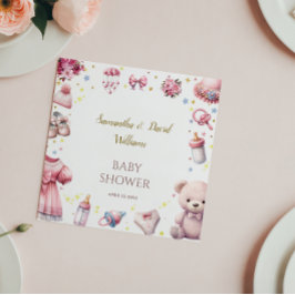 Waterverf Roze Heerlijk Meisje Baby shower Bloemen Servet