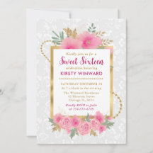 Waterverf Roze Herfstbloemen Sweet Sixteen