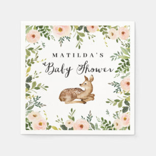 Waterverf roze hertenbos baby shower servet