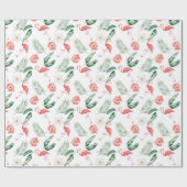 Waterverf Roze Hibiscus en Flamingo Tropical Cadeaupapier (Vlak)