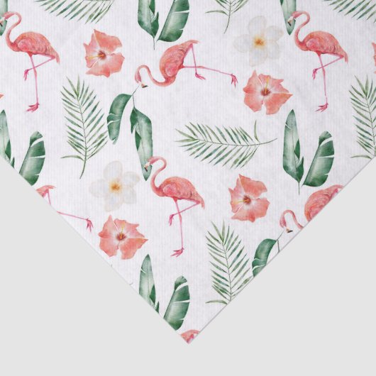 Waterverf Roze Hibiscus en Flamingo Tropical Tissuepapier (Detail)