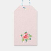 Waterverf Roze Hibiscus Tropische Bloemen Cadeaulabel (Achterkant)