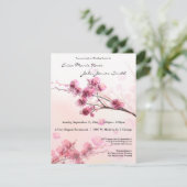 Waterverf Roze hibiscus Wedding Shower Invite Kaart (Staand voorkant)