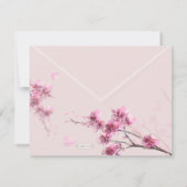 Waterverf Roze hibiscus Wedding Shower Invite Kaart (Achterkant)