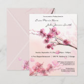 Waterverf Roze hibiscus Wedding Shower Invite Kaart (Voorkant / Achterkant)