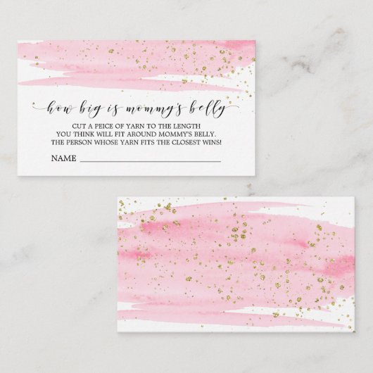 Waterverf Roze hoe groot is de Belly Game Kaart va (Voorkant / Achterkant)