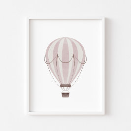 Waterverf roze hoe luchtballon poster