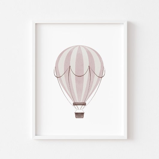 Waterverf roze hoe luchtballon poster