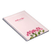 Waterverf Roze Hortensia Kantillustratie Notitieboek (Rechterzijde)