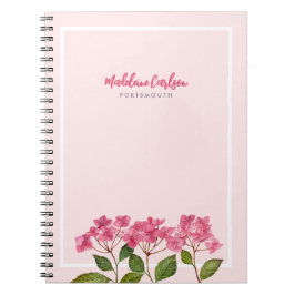 Waterverf Roze Hortensia Kantillustratie Notitieboek