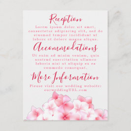 Waterverf Roze Hortensia Ontvangstkaarten Informatiekaartje