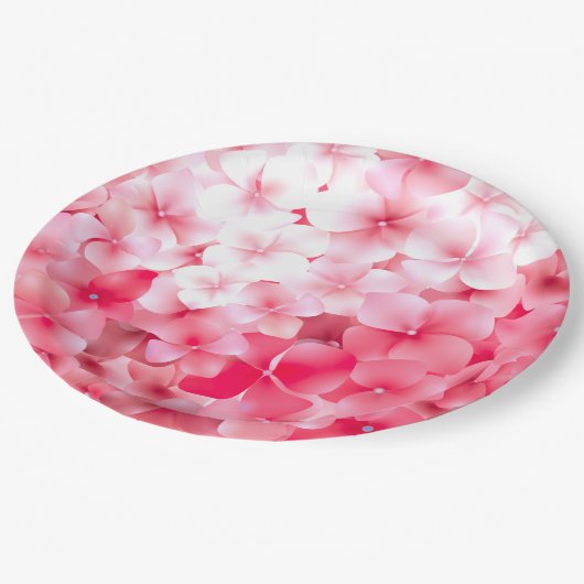 Waterverf Roze Hortensia Papieren Bordje (Gekanteld)