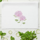 Waterverf Roze Hortensia Theedoek (Gevouwen)