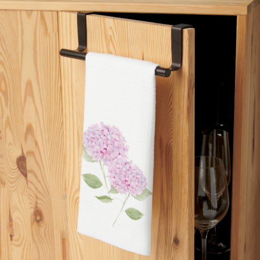 Waterverf Roze Hortensia Theedoek (Derde Gevouwen)
