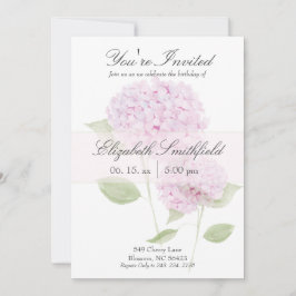 Waterverf Roze Hortensia Uitnodiging