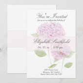 Waterverf Roze Hortensia Uitnodiging (Voorkant / Achterkant)