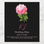 Waterverf Roze Hortensia Wijn Etiket (Enkel label)