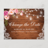 Waterverf roze houtpotten veranderen de datum briefkaart (Voorkant)