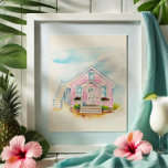 Waterverf Roze Huis Portret Poster<br><div class="desc">Dit charmante waterverf schilderij van een huis is voorzien van een grillig roze huis geïnspireerd op tropische architectuur en kustcharme. Creëer door Victoria Grigaliunas, een kunstenares uit Palm Beach, Florida waterverf, maakt dit stuk deel uit van haar collectie Florida waterverven en legt het de essentie van het leven aan het...</div>
