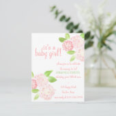 Waterverf Roze Hydrangea Baby shower Uitnodigen Kaart (Staand voorkant)