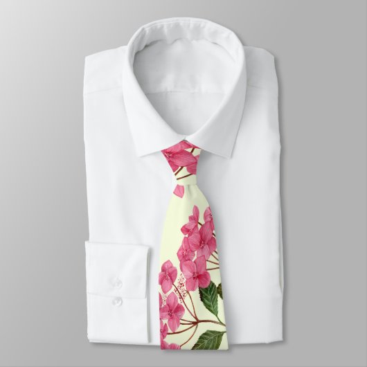 Waterverf Roze Hydrangea bloemenmotief Stropdas (Gebonden)