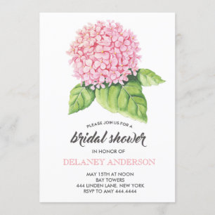 Waterverf Roze hydrangea Bridal Shower Kaart