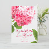 Waterverf Roze Hydrangea Bruiloft Kaart (Staand voorkant)