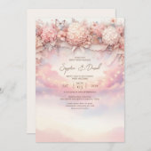 Waterverf Roze Hydrangea bruiloft uitnodiging (Voorkant / Achterkant)