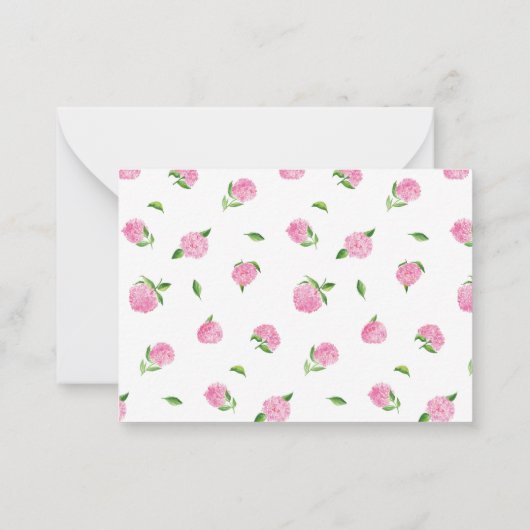 Waterverf Roze Hydrangea Chinoiserie Script Naam Notitiekaartje (Achterkant)