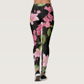Waterverf Roze Hydrangea en Japans Anemone Leggings (Achterkant)