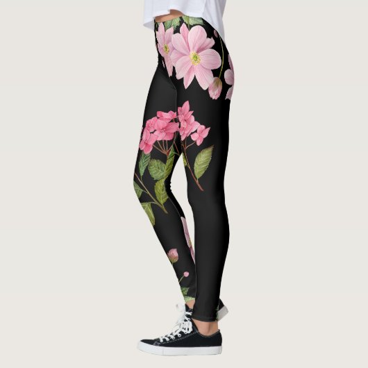 Waterverf Roze Hydrangea en Japans Anemone Leggings (Links)