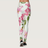 Waterverf Roze Hydrangea en Japans Anemone Leggings (Achterkant)