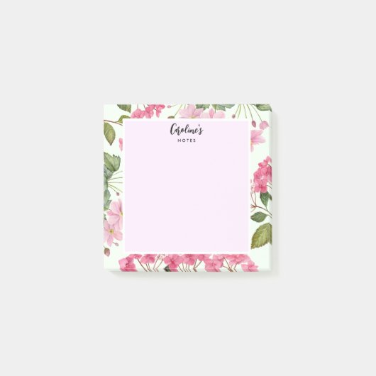Waterverf Roze Hydrangea en Japans Anemone Post-it® Notes (Voorkant)