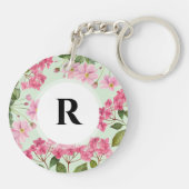 Waterverf Roze Hydrangea en Japans Anemone Sleutelhanger (Achterkant)