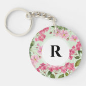 Waterverf Roze Hydrangea en Japans Anemone Sleutelhanger (Voorkant)