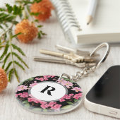 Waterverf Roze Hydrangea en Japans Anemone Sleutelhanger (Voorkant Rechts)