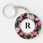 Waterverf Roze Hydrangea en Japans Anemone Sleutelhanger (Voorkant)