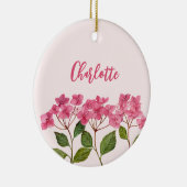 Waterverf Roze Hydrangea Lacecaps Bloemschilderij Keramisch Ornament (Rechts)