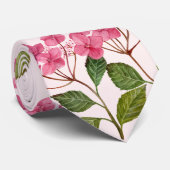 Waterverf Roze Hydrangea Lacecaps Bloemschilderij Stropdas (Opgerold)