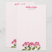 Waterverf Roze Hydrangea Lacecaps Bloemschildering Briefpapier (Voorkant / Achterkant)