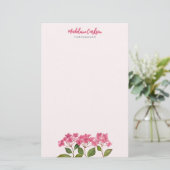 Waterverf Roze Hydrangea Lacecaps Bloemschildering Briefpapier (Staand voorkant)
