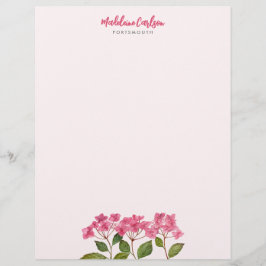 Waterverf Roze Hydrangea Lacecaps Floral Painting Briefhoofd